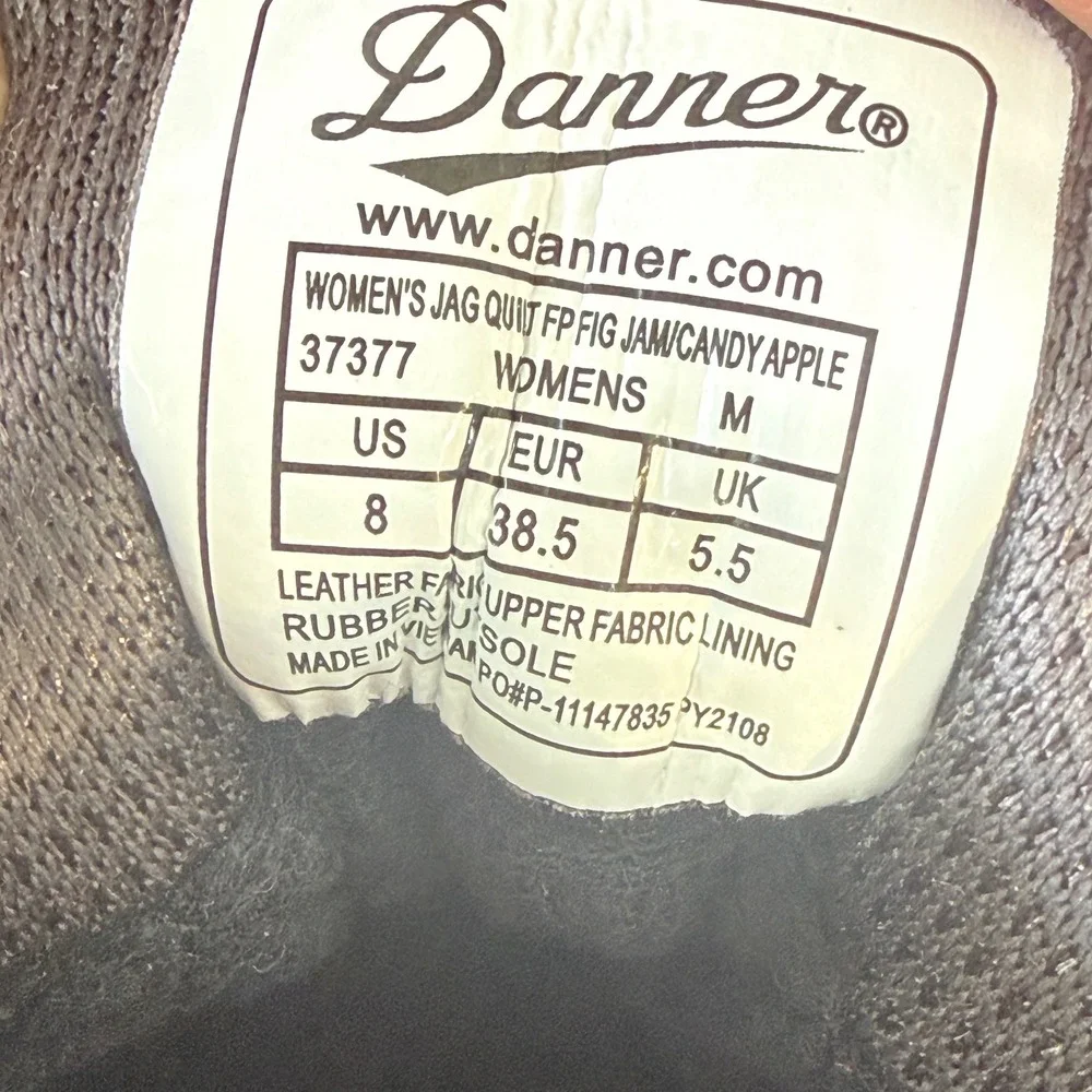 Danner X FP Movement Jag Quilt Hiking Boots Women 8 Fig Jam Purple Red Suede